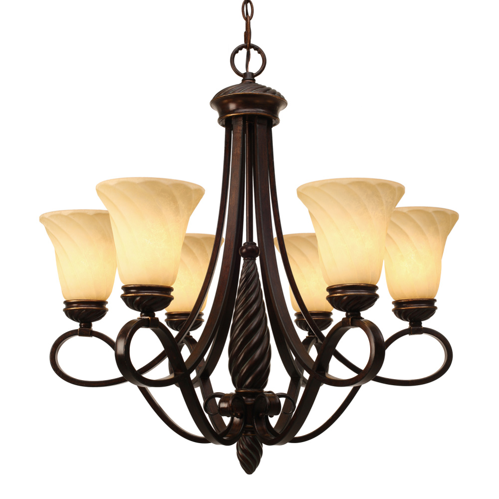 Wry Lighting Torbellino 6-light Chandelier in Cordoban Bronze